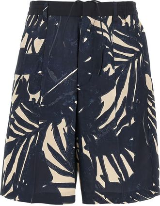 Emporio Armani Pantalones cortos estampados en mezcla de lino