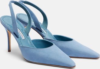 Manolo Blahnik Borelapla suede slingback pumps