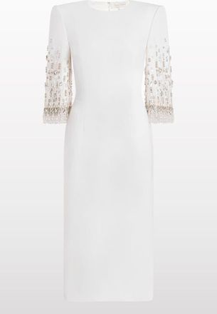 Jenny Packham Ebba Crystal-Embellished Midi Dress in Natural White at Nordstrom, Size 10 Uk