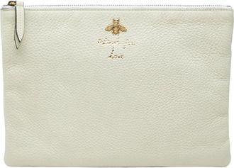 Gucci Animalier Ivory Leather Pouch (Pre-Owned)