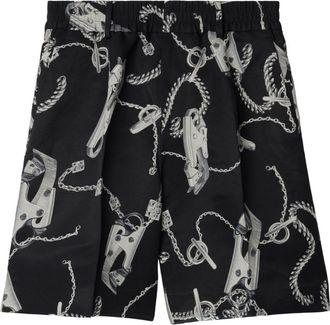 Burberry chain link-print straight-leg shorts - women - Paper/Viscose - 10 - Silver