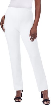 Jessica London Everyday Stretch Cotton Straight Leg in White at Nordstrom, Size Small