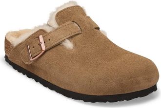 Birkenstock Boston Suede Shearling Sandalen - Unisex | braun