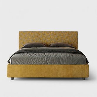 Itamoby Cama Matrimonio Tela 160x190 Contenedor Moderno Arla Norris Era Color: Amarillo - Versi&oacute;n: Con Caja De Almacenaje