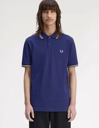 Fred Perry Mens Fred Perry Mens Twin Tipped Signature Polo Shirt - French Navy/Champions Gold/Stockport Blue 48A - Size: 38