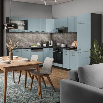 Vicco Cocina Esquinera R-line, Gris Azulado/antracita, 227 X 287 Cm Sin Encimera