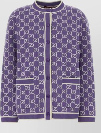 Gucci embroidered cotton cardigan ribbed cuffs hem pockets
