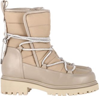 Roger Vivier Embellished Shell Ankle Boots in Beige Leather