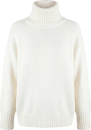Moorer Trui met Hoge Hals en Zachte Casual Pasvorm - Dames - Coltruien - Wit - S - Wol - Truien & Vesten