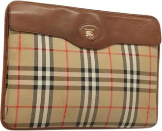 Burberry Pre-owned Clutches, female, Beige, Size: ONE SIZE Pre-owned Canvas Clutch