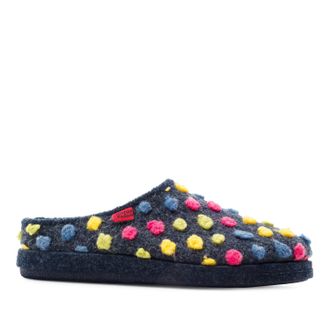 Andres Machado Unisex Home Slippers for Men & Women - Warm Winter Sliders - AM001 - Made of felt - Anti-Slip rubber outsole - Multicolor Pompoms Blue - Size 7 UK Men