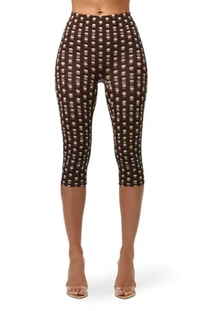 Naked Wardrobe Capri Leggings in Polka Dot Illusion at Nordstrom, Size X-Small