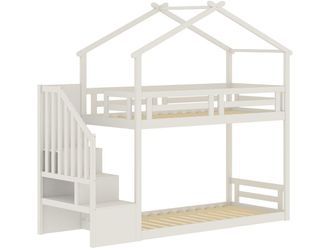 Habitat et Jardin Letto A Castello A Forma Di Capanna Con Scaletta In Legno oriana - 90 X 190 Cm - Beige