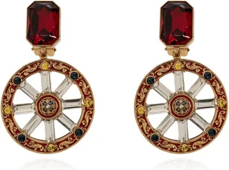 Dolce & Gabbana Accessoires, Dames, Geel, ONE Size, Oorclips met schitterende kristallen