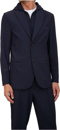 Emporio Armani Jassen, Heren, Blauw, M, Blauwe Blazer voor Mannen
