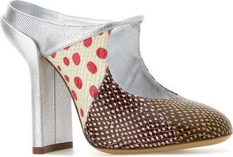 Dries Van Noten Womens Printed Leather Mules Natural Scarpe Con Tacco High Heel Shoes