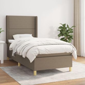 vidaXL Vidaxl - Cama Box Spring Con Colch&oacute;n Tela Gris Taupe 90x200 Cm