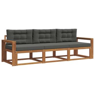 vidaXL Conjunto De Sof&aacute;s De Exterior 3 Pcs Natural Y Antracita Vidaxl