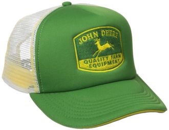 John Deere Embroidered Logo Mesh Back Foam Trucker Hat - One-Size - Mens Green