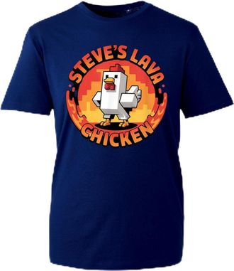 Generic Funny Lava Chicken Gamer T-Shirt - Retro Pixel Chicken Graphic Tee for Men and Women (Navy, L Years)