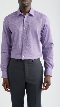 Daniel Hechter Modern Fit Purple Micropattern Cotton Dress Shirt at Nordstrom, Size 15.5