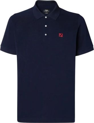 Fendi T-Shirts - Heren - Polos - Blauw - S - Katoen - Tops