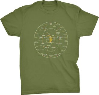 Generic Viper Cricket Fielding Positions Sports Diagram T-Shirt (Olive, L)