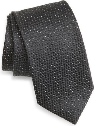 Eton Pin Dot Woven Silk Tie in Black at Nordstrom