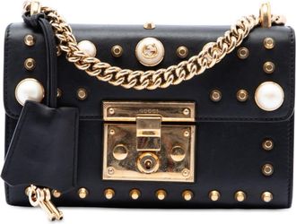 Gucci Pre-owned Gucci Small Pearl Studded Leather Padlock Crossbody Ladies Q761CAO8KGVRI51P