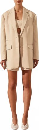 Shona Joy Oversized Double Button Blazer In Sand