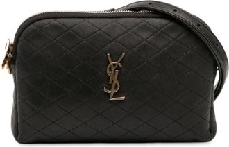 Saint Laurent Pre-owned Cross Body Bags, female, Black, Size: ONE SIZE Pre-owned Quilted Leather Camera Bag