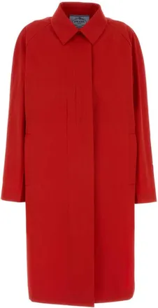 Prada Red Shirt Collar Trench Coat