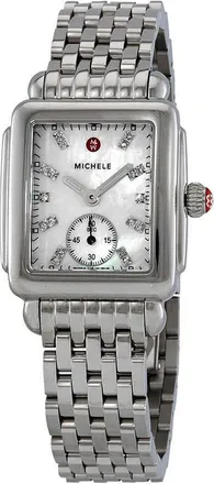 Michele Ladies Deco 16 Mother of Pearl Diamond Dial Watch MWW06V000002