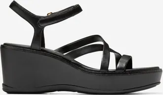 Cole Haan Womens Grand Ambition Azzura Strappy Wedge Sandal - Black Size 10.5