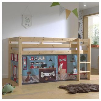 M&S Collection M&s - Cama De Media Altura 90x200 Con Somier Y Funda Pet Shop Vipack Pino Madera