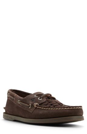 Sperry Top-Sider Authentic Original 2-Eye Woven Boat Shoe in Dark Brown at Nordstrom, Size 10.5