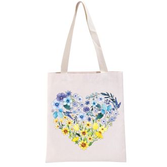 Generic G2TUP Ukrainian Lover Gift Ukraine Heart Tote Bag Support Ukraine Handbag U-kraine Vacation Gift Floral Gifts (Ukraine Heart TB)