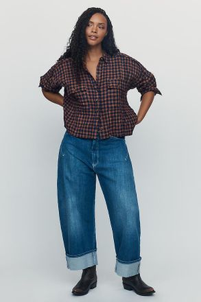 Pilcro Cropped Plaid Shirt Top