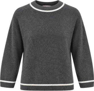 Marella Emmegrege Ronde Hals Gebreide Trui - Dames - Truien - Grijs - Maat: XL Wol