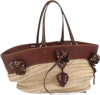 Miu Miu Pre-owned Tote Bag - Dames - Vintage Shopper - Beige - ONE Size - Leer - Vintage