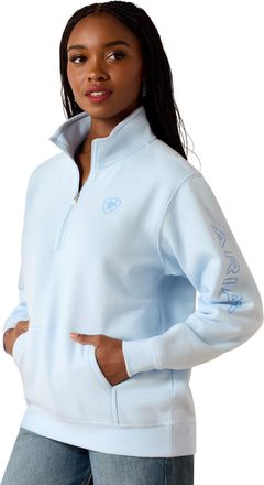 Ariat Womens Logo 1/2 Zip Sweatshirt Long Sleeve in Nantucket Breeze, Size 2X-Large, by Ariat