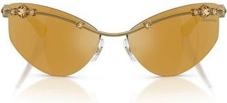 Swarovski 61mm Irregular Sunglasses in Gold /Brown Mirror Gold at Nordstrom