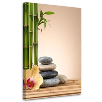 Feeby Cuadro En Lienzo, Piedras Florales Bamb&uacute; Zen Spa, 70x100
