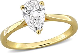 Mimi & Max 1ct TW Pear-Shape Lab-Grown Diamond Solitaire Engagement Ring with Side Accents in Sterling Silver