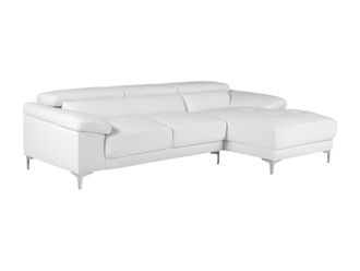 Vente-Unique Sof&aacute; rinconera de piel SOLANGE - Color blanco - &Aacute;ngulo derecho