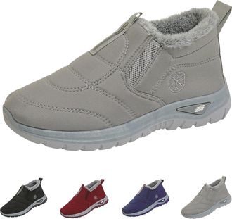 Generic Slip On Ankle Boots for Womens Size 4.5 Winter Fleece Lined Thickened Warm Shoes Casual Comfortable Lightweight Shoes Outdoor Waterproof Non Slip Snea