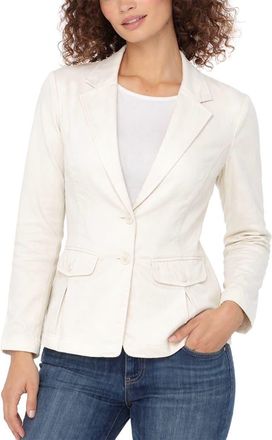 Liverpool Textured Peplum Cotton Blend Blazer in Whipped Cream at Nordstrom, Size X-Large P