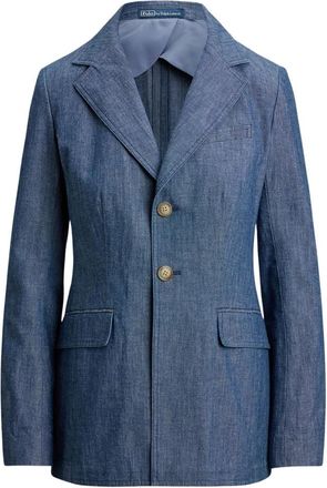 Ralph Lauren Single-Breasted Chambray Blazer - Dames - Blazers - Blauw - 2XS - Katoen - Jassen