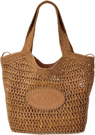 Tod's Tods Logo Medium Raffia Tote