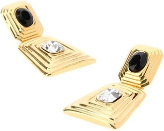 Alessandra Rich Womens Gold Metal Earrings Blackcrygold Orecchini